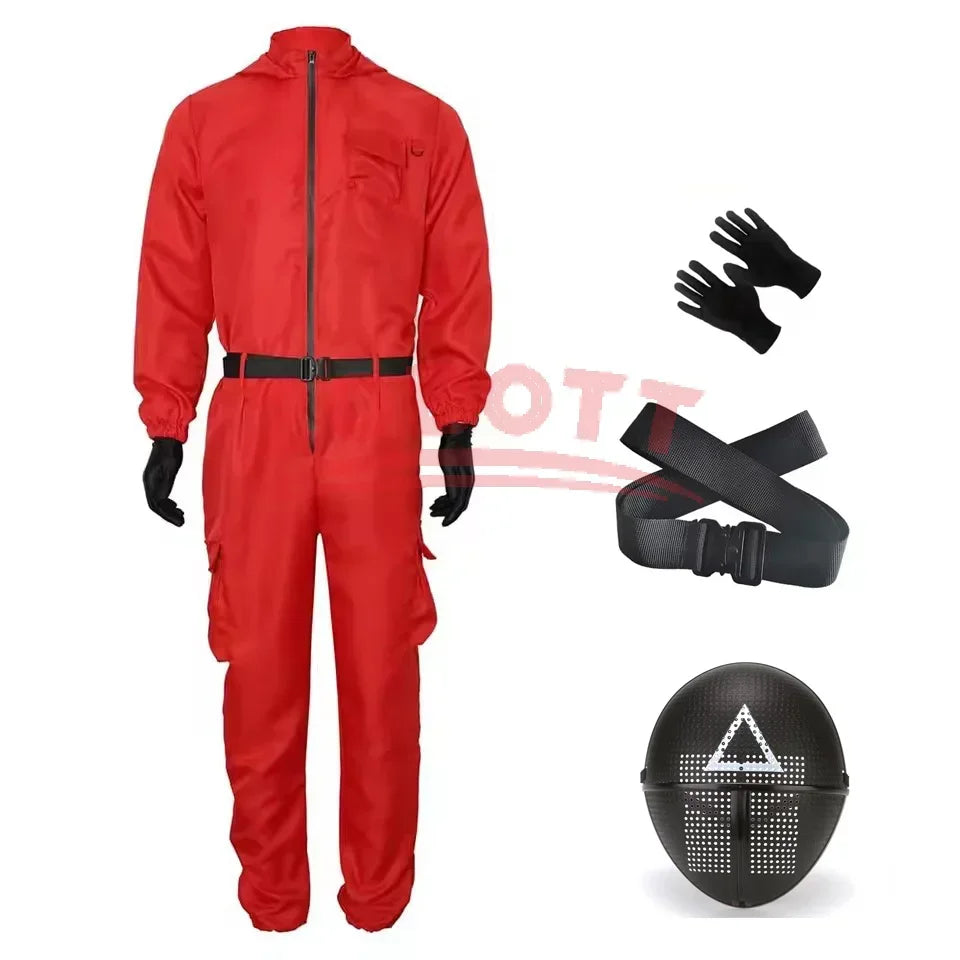 TV Game Red Calamari Game Jumpsuit Cosplay Party Tracksuit Outfits Mask Props Role Play Classic Costume