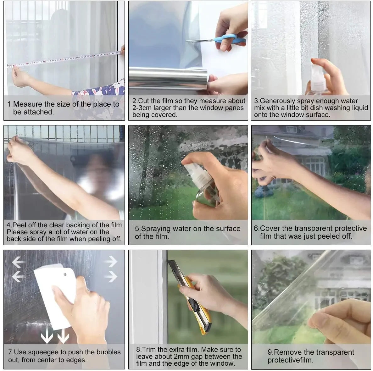 2/3/5 Meter One Way Mirror Window Film UV Blocking Glass Vinyl Heat Control Adhesive Film for Home Reflective Window Tint
