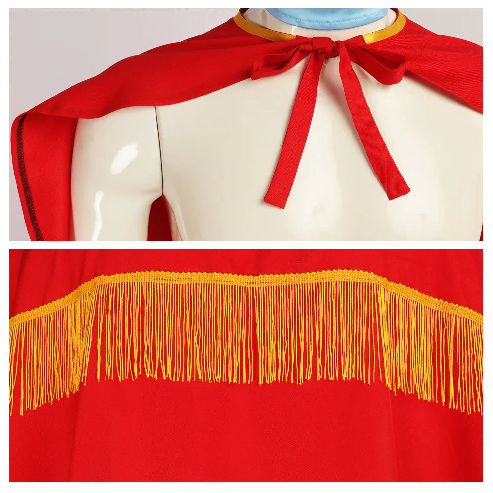 Nacho Cosplay Costume Mexican Movie Nacho Libre Wrestling Mask Uniform Suit Red Cloak Jumpsuit Outfit Adult Men Halloween