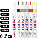 6 Pcs Colorful Permanent Paint Marker Waterproof White Markers tire tread rubber fabric Paint metal 12 Colors Paint Marker Pens