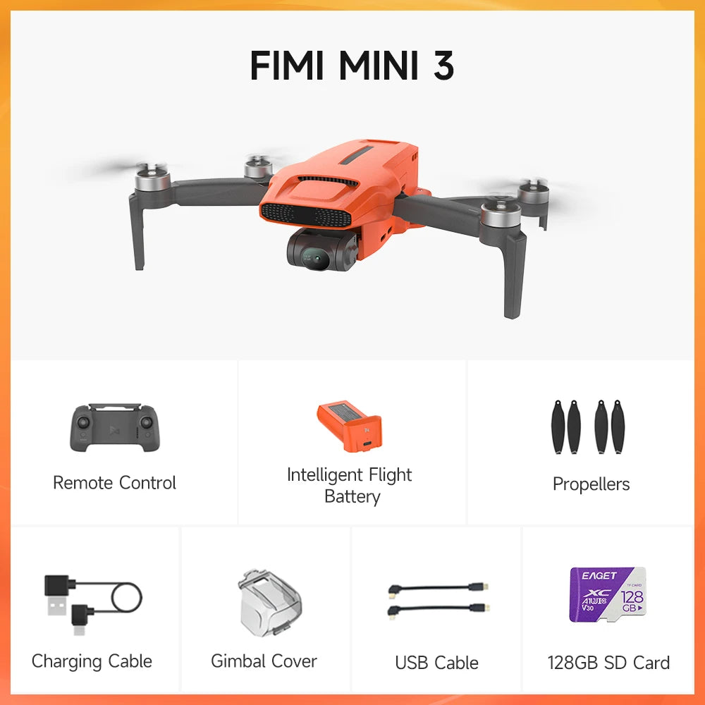 FIMI MINI 3 AI Super Night Video Drone with 4K Professional Camera 1/2 Inch Stacked CMOS Sensor Under 245g Quadcopter