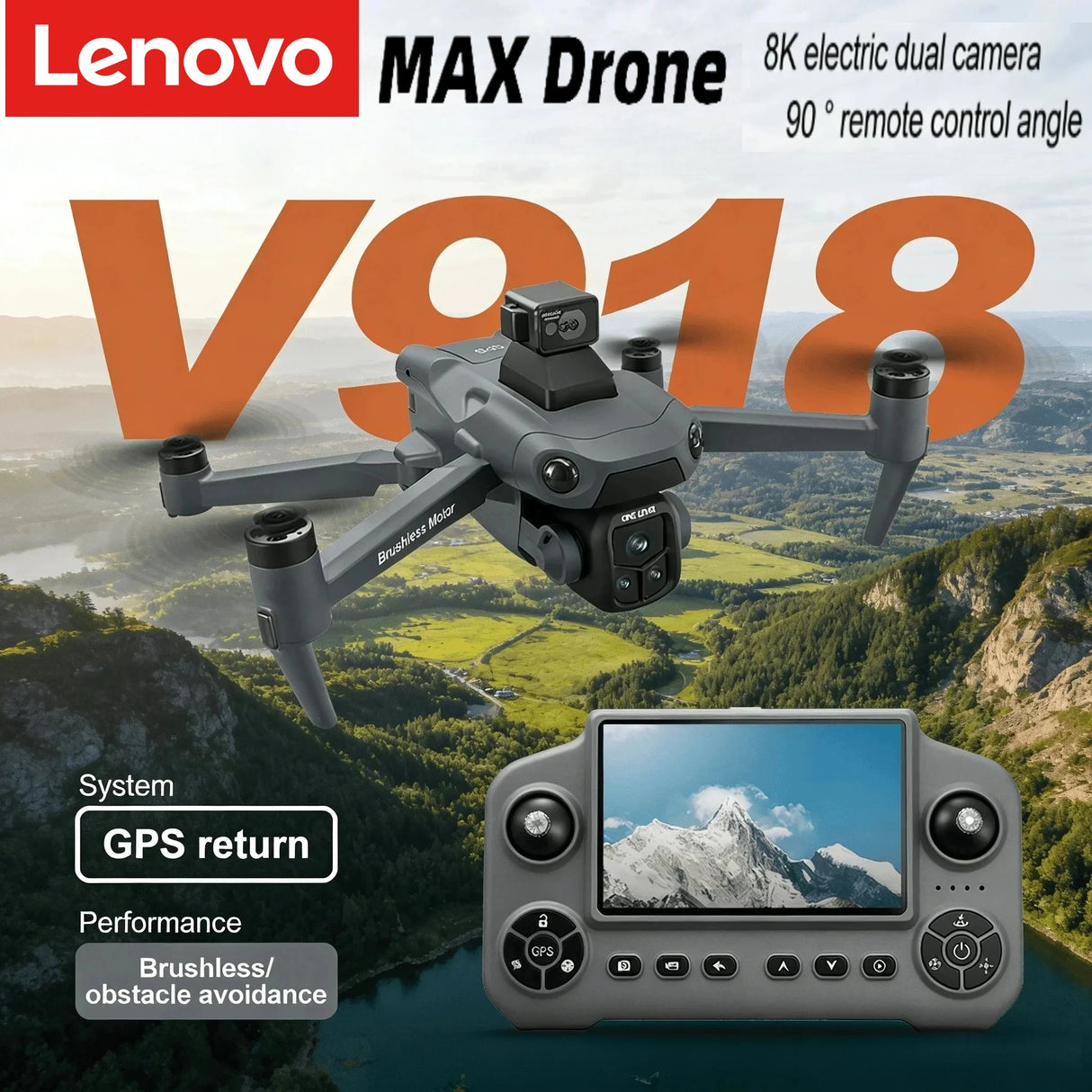 Lenovo GPS Drone V918 Max 4K Professional HD Camera Photography Brushless Foldable Quadcopter Laser Obstacle Avoidance Dron