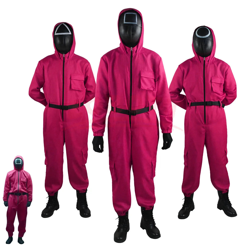 Game Red Calamari Game Jumpsuit Cosplay Party Tracksuit Outfits Mask Props Role Play Classic Costume From