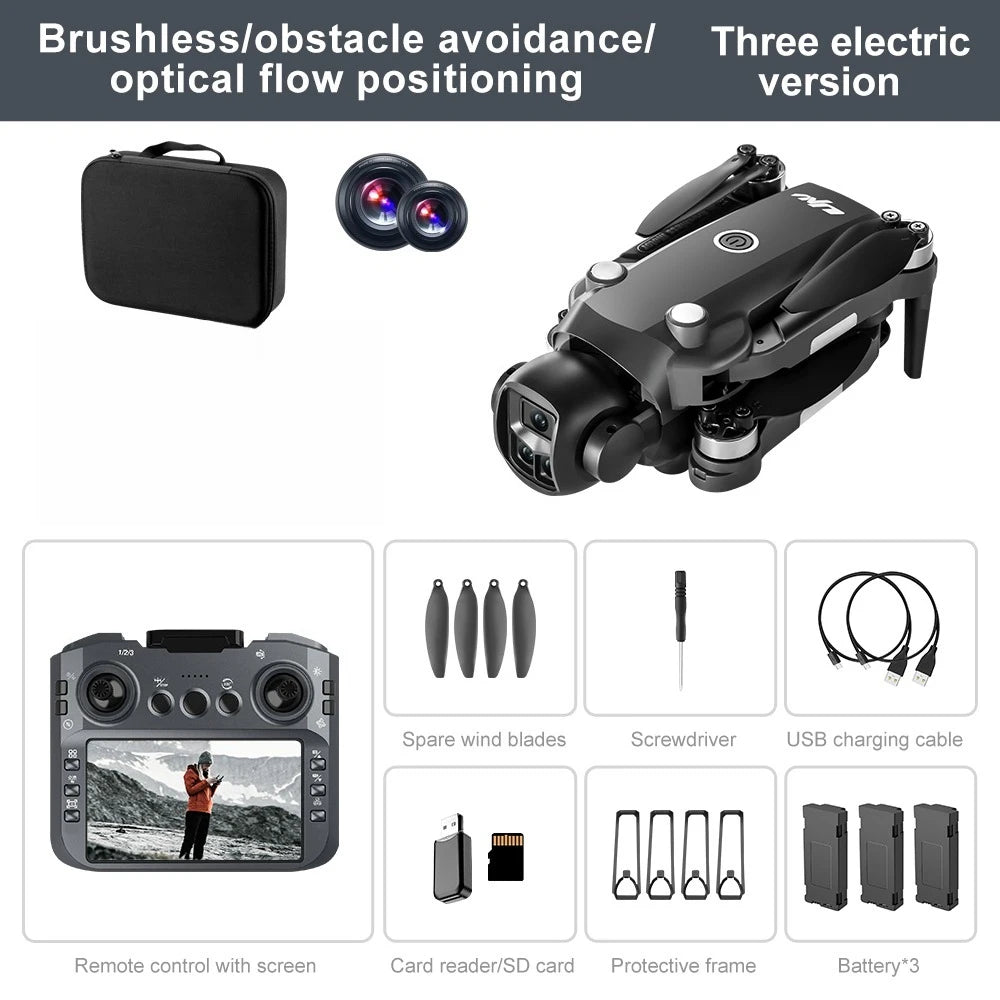 Lenovo V156 MAX 8K Drone with Screen Remote Control Brushless ESC  4K HD Dual Camera GPS drone  Quadcopter Avoidance Gift