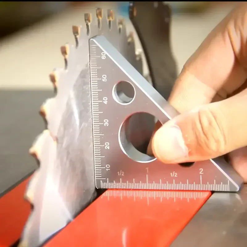 Aluminium Esquadro Ruler, 45/90 Right Angle Triangle Gauge with Both Imperial and Metric Scales