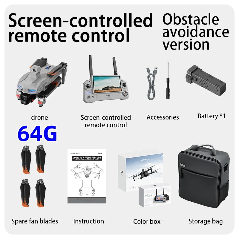 AE60 Ultra GPS Drone Professional 8K Camera With Screen 5G Wifi FPV 3-Axis Gimbal Obstacle Avoidance Quadcopter  RC Dron