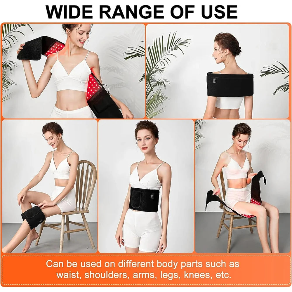 Red＆Infrared LED Light Therapy Belt 850nm 660nm Back Pain Relief Wrap Burn Fat Wrap Slimming Machine Waist Heat Pad Full Body