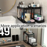 2-Tier Sliding Under Sink Organizer Space Saving Bathroom Cabinet Storage Drawer