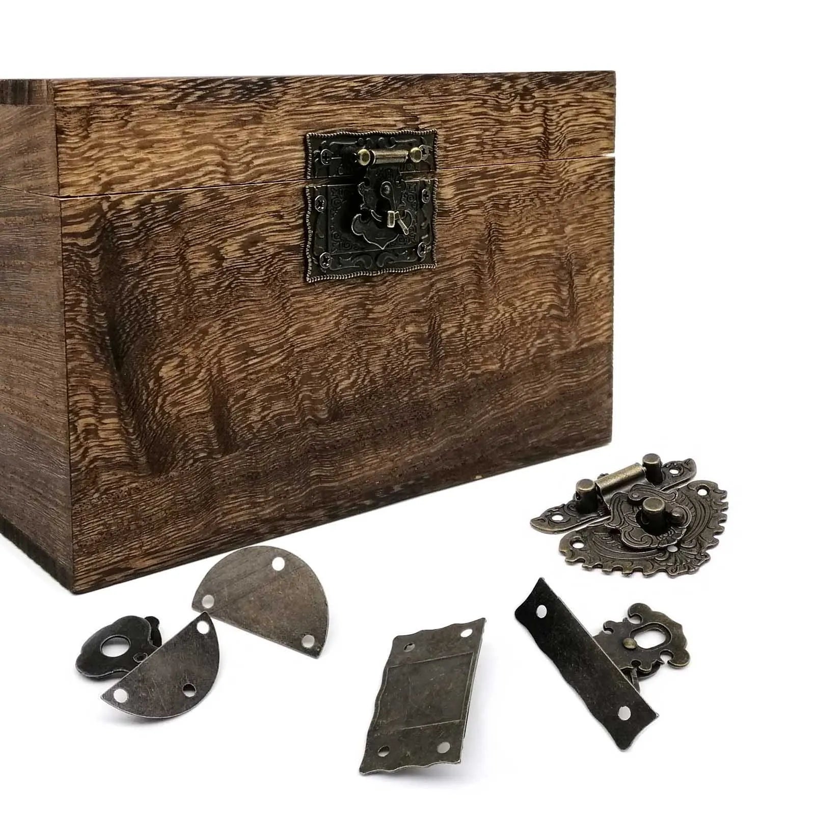 1/2/4pcs Retro Vintage Antique Brass Bronze Decorative DIY Wooden Jewelry Chest Toggle Wine Box Latch Gift Case Hasp Lock Clasp