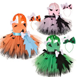 2026 2024 Baby Halloween Costume Clothing Flinstones Pebbles Kids Girls Cosplay Tutu Dress With Hairpin Stage Performance  MR5VH