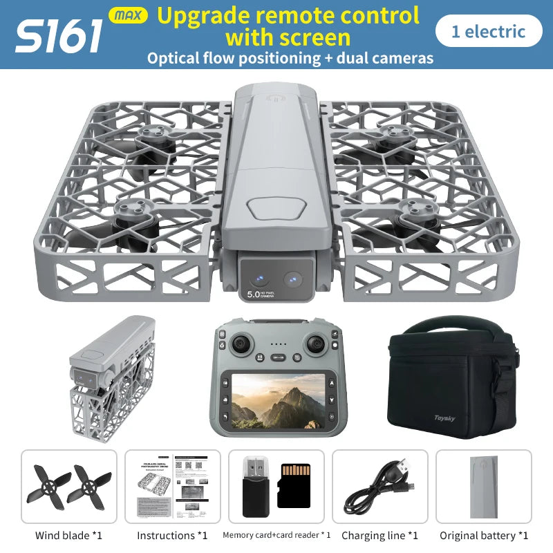 Lenovo S161 MAX Brushless Drone Foldable RC Quadcopter with Gesture Photo Video Recording Humanoid Tracking Headless Mode
