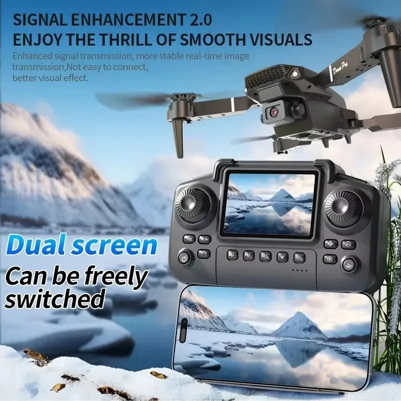 E88 Pro New Upgraded Drone 4K Dual-Camera HD Aerial Photography Dron with Screen Foldable Quadcopter RC Toy for Kids Boys Gifts