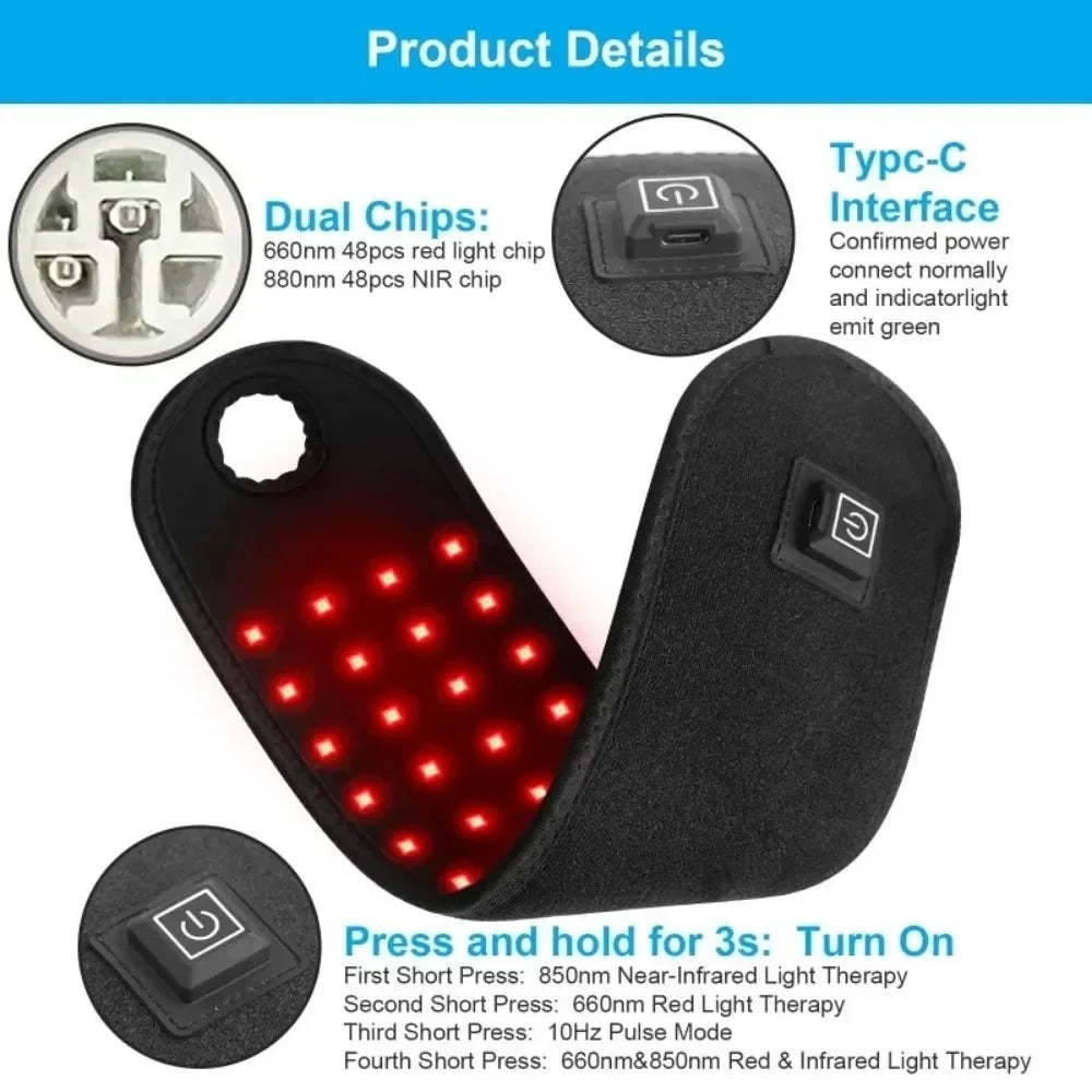 Red＆Infrared Light Therapy Belt 660nm&850nm Full Body Pain Relief Wrap Burn Fat Wrap Slimming Machine Waist,Wrist,Chin,Neck Pad