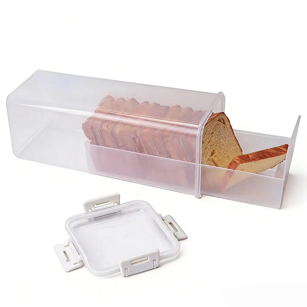 Drawer Type Bread Storage Box Toast Dispenser Case Sealed Moisture-Proof Loaf Holder Kitchen Organizer Large Capacity Bin Clear