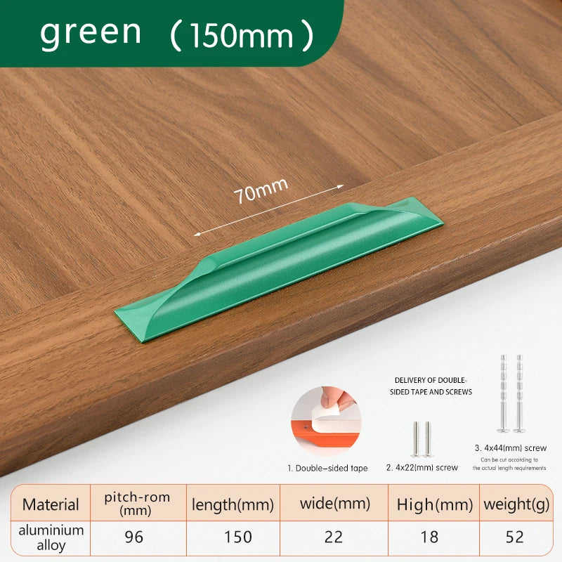 Self-adhesive easy-install kitchen cabinet drawer colorful handles furniture door windows sliding glass door push-pull handle