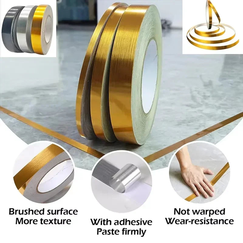 20M Ceramic Tile Beauty Seam Sticker Self-Adhesive Floor Waterproof Sealing Strip Gold Silver Ceramic Tile Tape Home Decoration