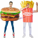 Funny Food Cosplay Halloween Costume Adult Family Fancy Dress Pizza Burger French Fries Sausage Hot Dog Carnival Party Outfit