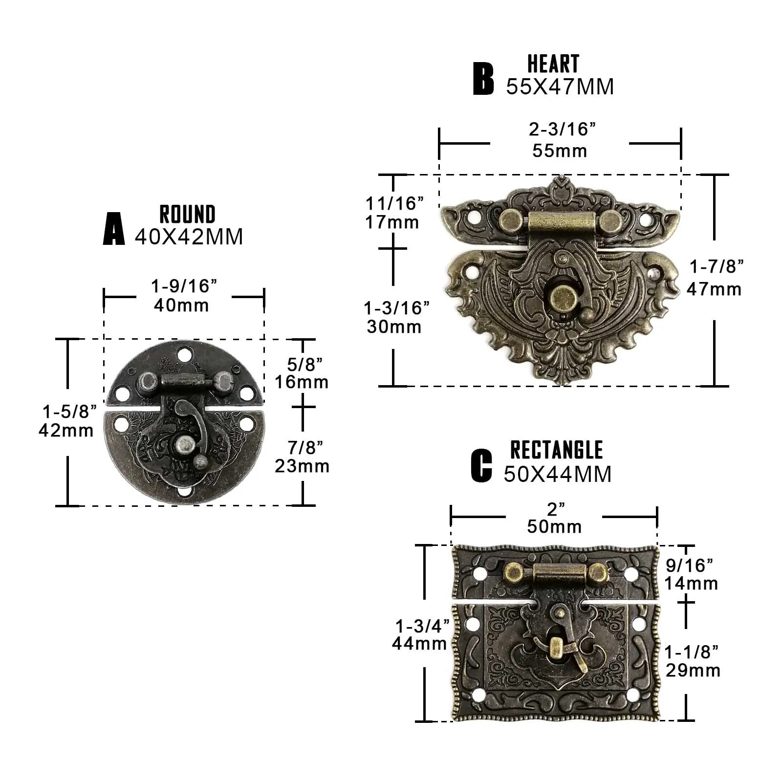 1/2/4pcs Retro Vintage Antique Brass Bronze Decorative DIY Wooden Jewelry Chest Toggle Wine Box Latch Gift Case Hasp Lock Clasp