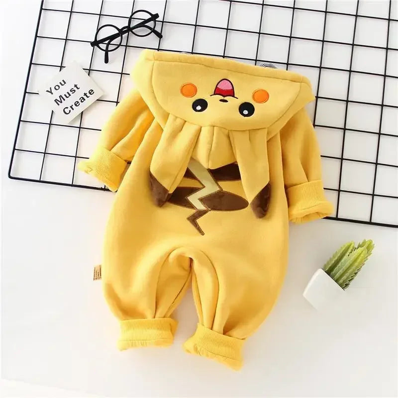 Pokemon Pikachu Cartoon Baby Pyjamsa Newborn Winter Long-Sleeved Clothing Kids Rompers Babies Toddler'S Clothes Costume Onesie