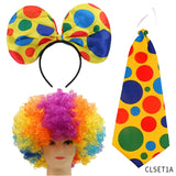Clown Costume -  Nose Wig Bow Tie Shoes Headband Gloves Hat Stockings and Vest Dress Up Cosplay Props Accessories