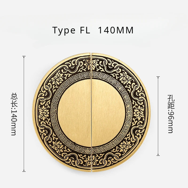 High-end Cabinet Door Handle Pattern Brass Xiangyun Furniture Luxury Wardrobe Cabinet Round Door Drawer Knobs