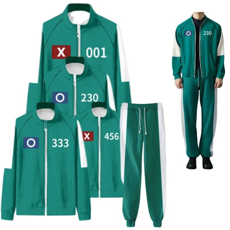 A2025 New Calamari Halloween Game TrackSuit Outfits Number 001 230 333 456 Uniform Party Clothes Adult Player Cos ★ HAxiba.