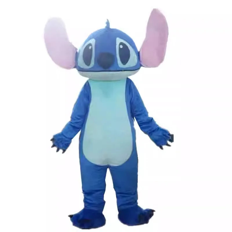 Plush Blue Stitch Mascot Costume Disney Angel Cartoon Fur Cosplay Suit Adult Advertising Fancy Dress Carnival Party Halloween