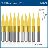 Milling Cutter 10pcs 3.175mm Shank Ball Nose End Mill 2 Flute Flat CNC Router Bits PCB Milling Cutter for Woodworking Tools