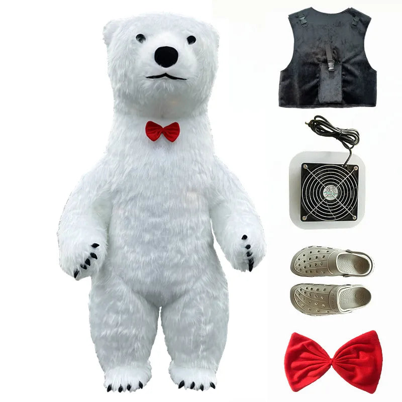 Giant Polar Bear Inflatable Costume Street Funny Polar Bear Mascot Costume Party Cosplay Plush Doll Inflatable Mascot Costume