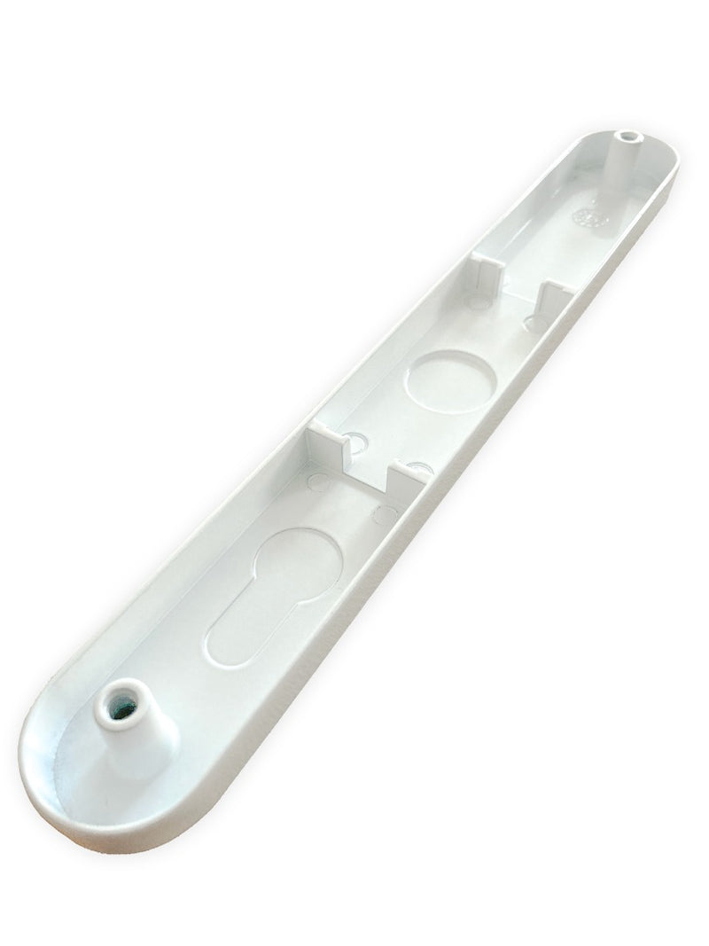 Blank Plate External Cover Metal uPVC Door Handle - White, Long Back Plate