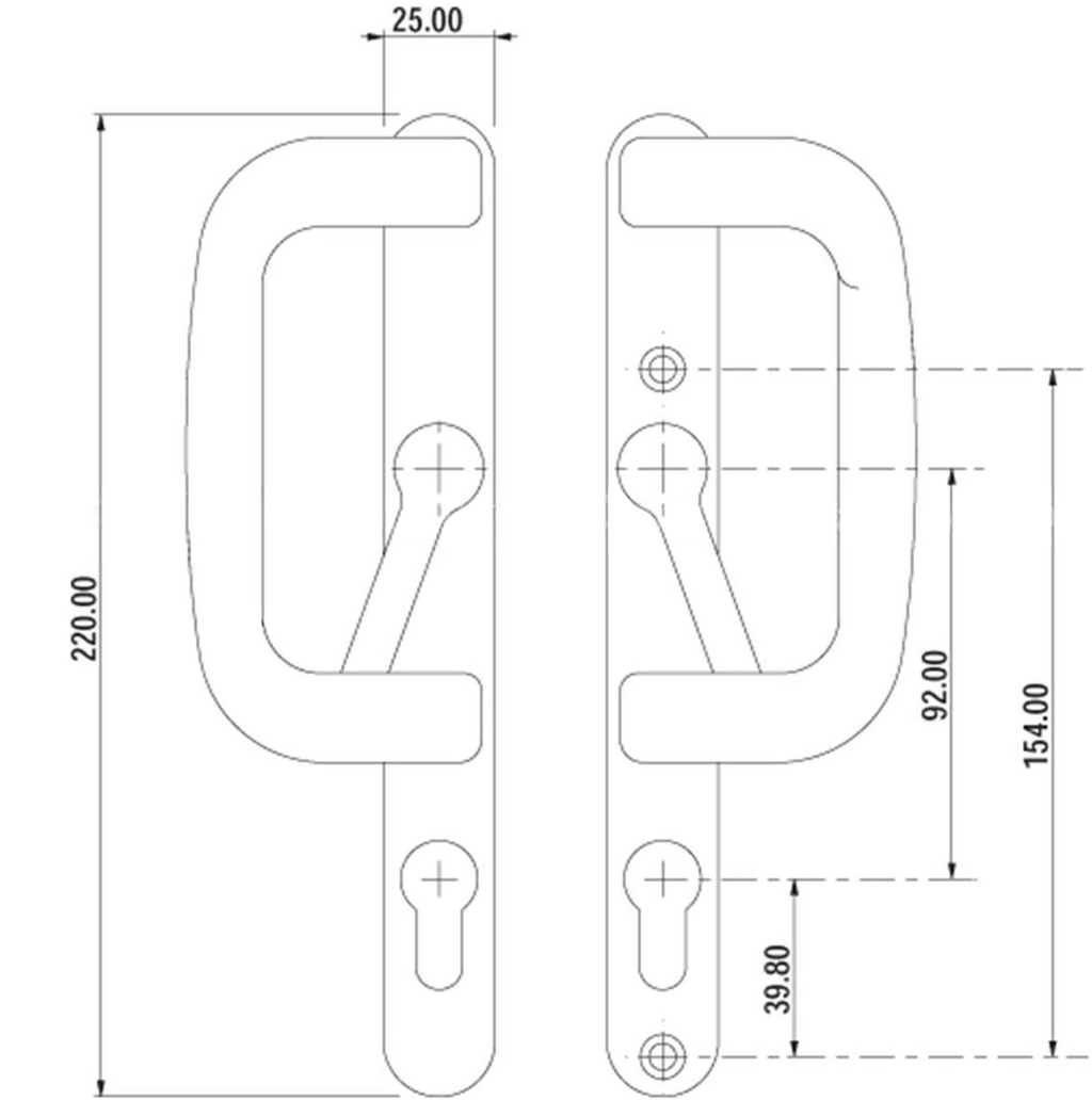 Trojan Sparta Sliding Patio Door Handle with Inline Locking Lever Go