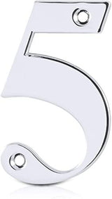 Elegant Front Door House Number Numerals in White, Polished Chrome, Polished Gold, Satin Silver, Black, 0, 1, 2, 3, 4, 5, 6, 7, 8, 9