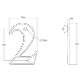 Elegant Front Door House Number Numerals in White, Polished Chrome, Polished Gold, Satin Silver, Black, 0, 1, 2, 3, 4, 5, 6, 7, 8, 9