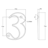 Elegant Front Door House Number Numerals in White, Polished Chrome, Polished Gold, Satin Silver, Black, 0, 1, 2, 3, 4, 5, 6, 7, 8, 9