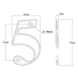 Elegant Front Door House Number Numerals in White, Polished Chrome, Polished Gold, Satin Silver, Black, 0, 1, 2, 3, 4, 5, 6, 7, 8, 9
