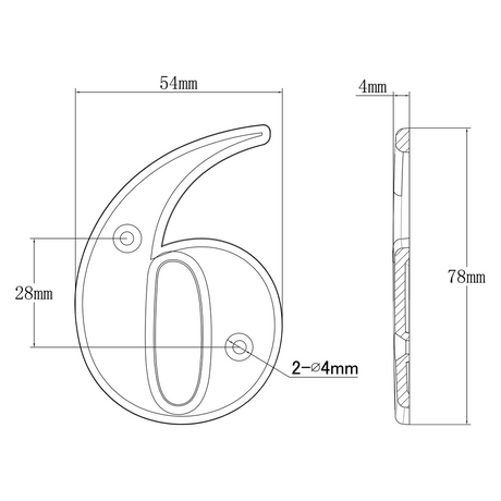Elegant Front Door House Number Numerals in White, Polished Chrome, Polished Gold, Satin Silver, Black, 0, 1, 2, 3, 4, 5, 6, 7, 8, 9