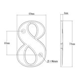 Elegant Front Door House Number Numerals in White, Polished Chrome, Polished Gold, Satin Silver, Black, 0, 1, 2, 3, 4, 5, 6, 7, 8, 9